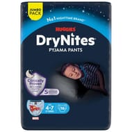 Huggies drynites sous vetements de nuit 4-7ans 17-30kg garçon x16