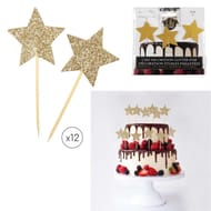 Décoration de gâteau étoiles pailletées x12