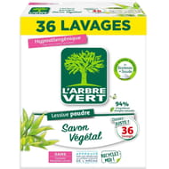 L'arbre vert lessive poudre savon végétal hypoallergénique 36 lavages 1.8kg