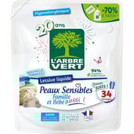 L'arbre vert recharge lessive peaux sensibles x34 lavages 1.53kg