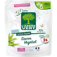 L'arbre vert recharge lessive savon végetal-hypoallergenique 34 lavages 1.53kg