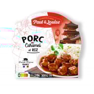 Paul & louise barquette porc au caramel et son riz p&l bi-compartiment micro-ondable 300g