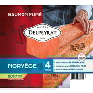 Delpeyrat le saumon fumé origine Norvège 4 tranches minimum 120g