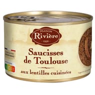Maison riviere saucisse de toulouse aux lentilles cuisinées 420g