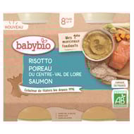 Babybio pots risotto poireau saumon des 8mois 200g x2