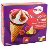 Cora 6 cônes citron framboise 720ml - 425g
