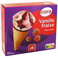 Cora 6 cônes vanille fraise 720ml - 423g