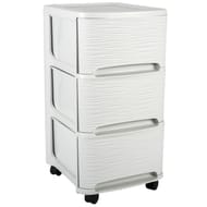 Tour déco stone 3 tiroirs gm de 14l avec roulettes blanc cerusé