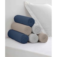 Drap housse microfibre lavée 90x190 cm gris/marine/beige