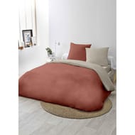 Parure HC microfibre lavée 240x220 cm+ 2 to 63x63 cm terracotta/lin fog