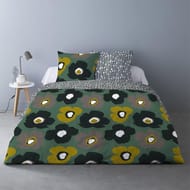 Parure housse de couette 260x240 + 2 taies 65x65 palmier de chine