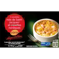 Cora 2 cassolettes noix de saint-jacques et crevettes nordiques 220g