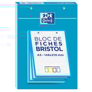 Oxford bloc fiches bristol  148x210mm 30 feuilles petits carreaux