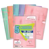 Clairefontaine lot 5 cahiers piqure 21x29.7 96 pages seyes blush