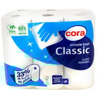 Cora essuie-tout blanc 6 rouleaux