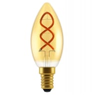 Ampoule filament torsade verre ambre forme flamme