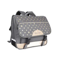 Cartable 41cm petits pois gris/doré