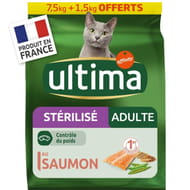 Ultima croquettes chat stérilisé adulte saumon 7.5kg + 1.5 kg