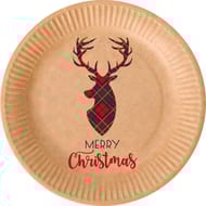 Assiette carton 23cm kraft nature renne x6