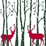 20 serviettes 33x33cm forêt rouge et vert