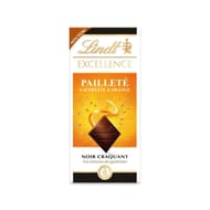 Lindt excellence tablette de chocolat noir gaufrette orange 100g