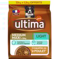 Ultima croquettes chien médium maxi light 7.5kg + 1.5 kg