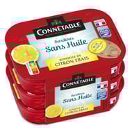 Connétable lot 3 1/6 sardines peche responsable rondelle de citron frais sans huile 345g