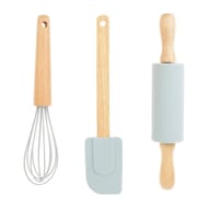 Kit patisserie enfant 3pcs : rouleau 23cm fouet 21.4cm maryse 20.5cm