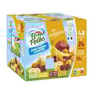 Pom'potes sans sucres ajoutés pomme, pomme cerise, pomme banane, pomme mirabelle 48+24 offertes