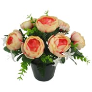 Renoncule x 7 en pot artificielle coloris rose
