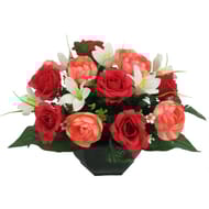 Renoncule Lys rose en coupe artificiel  coloris rouge saumon