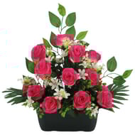 Jardinière de rose et seringat L43XL25XH58cm - artificielle rouge