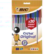 Bic stylo bille cristal assortis x 20 format spécial