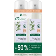 Klorane duo shampoing sec avoine & ceramide teinte brun spray 2x 150 ml