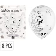 Ballons avec confettis argent x8