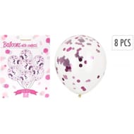 Ballons avec confettis rose x8