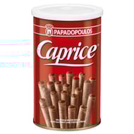 Papadopoulos caprice gaufrettes roulées fourrées à la crème de noisette et cacao 115g