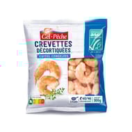 Queues de crevettes décortiquées cuites asc calibre 61/70 sachet 300g