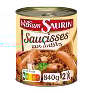 William Saurin saucisses aux lentilles - plat cuisiné 840g