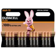 Duracell piles plus 100% aaa x12 special offer 140g