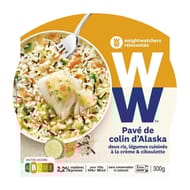 Weight Watchers pavé de colin d'alaska deux riz et légumes cuisinés - assiette micro-ondes 300g