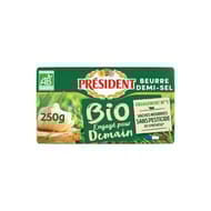Président beurre biologique plaquette 1/2 sel 250g
