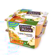 Charles & Alice sans sucre ajouté 4 pommes + 4 pommes abricot 8x100g