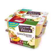 Charles & Alice sans sucre ajouté 4 pommes + 4 pommes pêches 8x100g