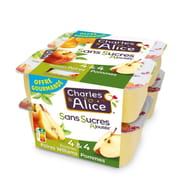 Charles & Alice sans sucre ajouté 4 pommes + 4 pommes poires 8x100g