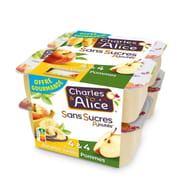 Charles & Alice sans sucre ajouté 4 pommes + 4 pommes bananes vanille 8x100g
