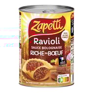 Zapetti ravioli sauce bolognaise riche en boeuf - blé complet - viande francaise - plat cuisiné 400g