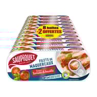 Saupiquet filet de maquereaux sauce tomate & basilic 8 + 2 boîtes offertes 169g