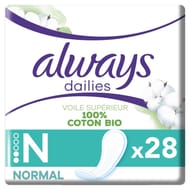 Always dailies extra protect protège-slips coton bio normal x28