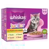 Whiskas Junior Pâtée pour chat sachets fraîcheur festins à la volaille en gelée 12x85g